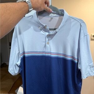Peter Millar Light Blue and Navy Polo Shirt